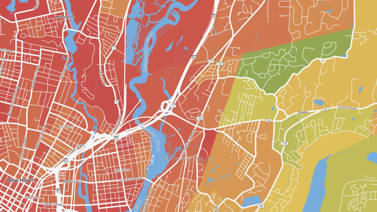 Quinnipiac Meadows, New Haven, CT Map of Drug-Related Crime Rates