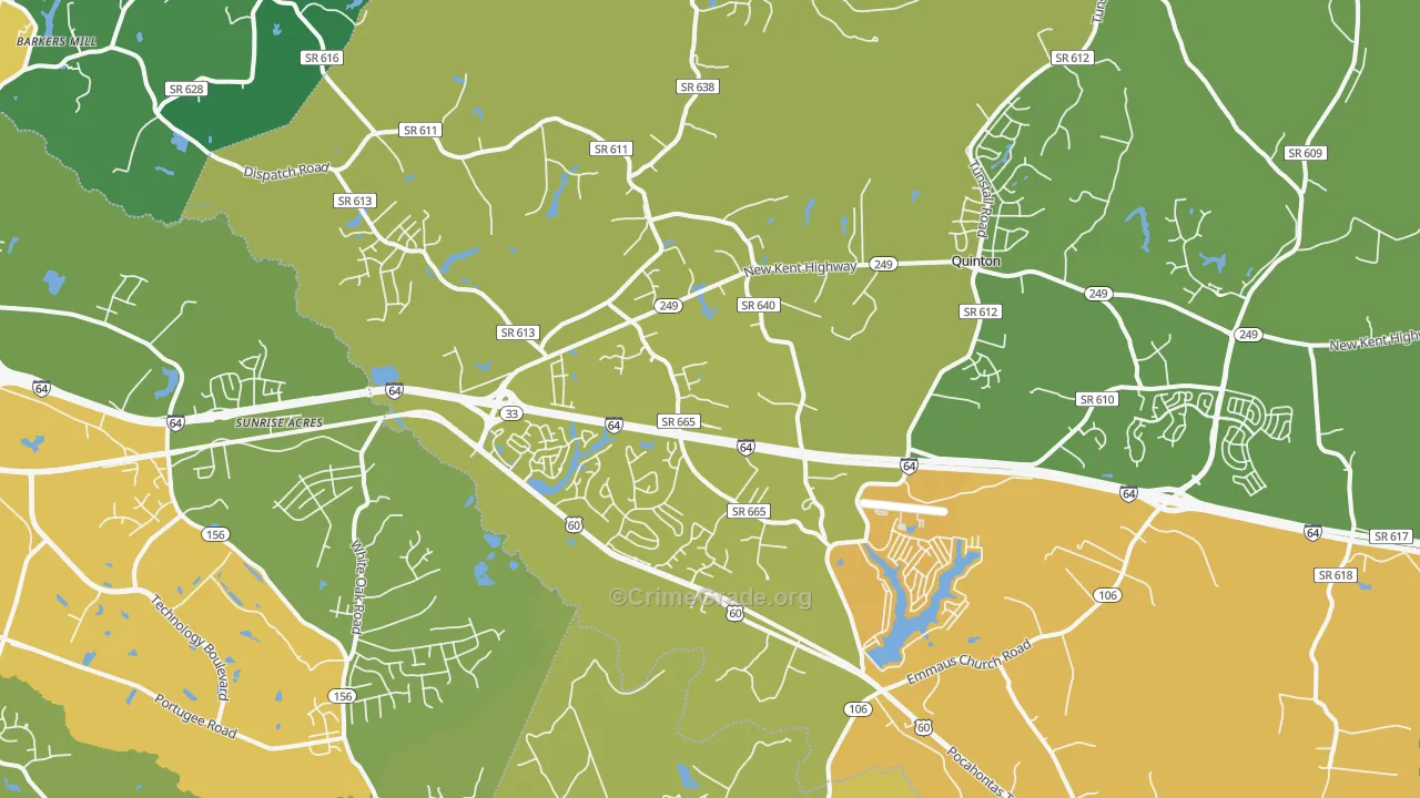 Quinton, VA Map of Drug-Related Crime Rates