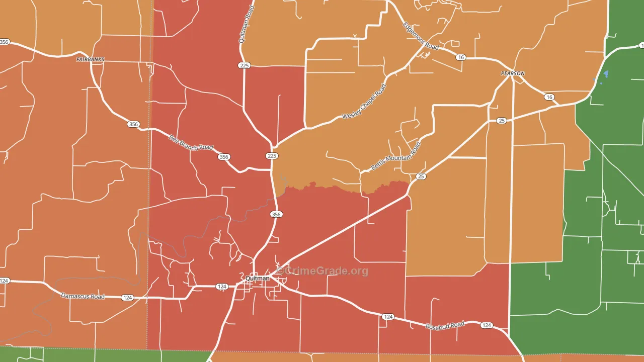 Quitman, AR Map of Drug-Related Crime Rates