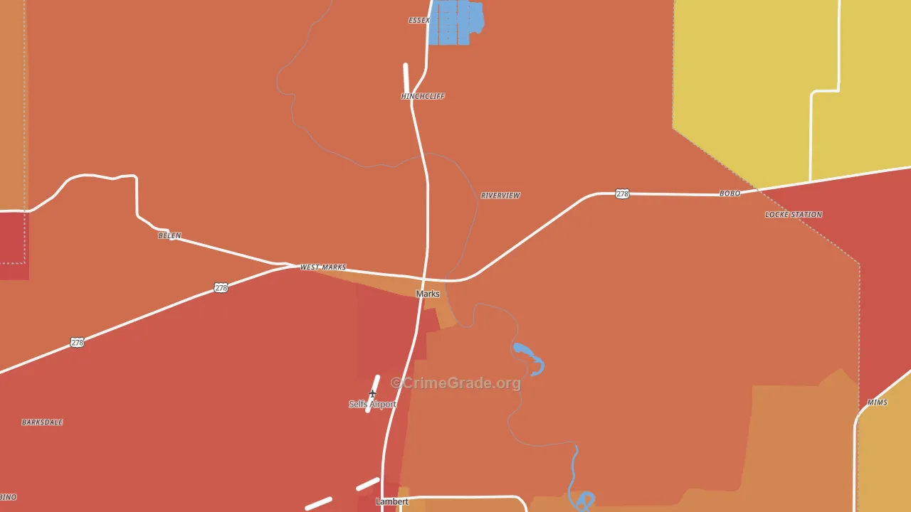 Quitman County, MS Map of Drug-Related Crime Rates