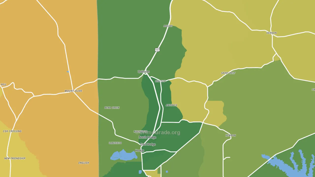 Quitman, LA Map of Drug-Related Crime Rates