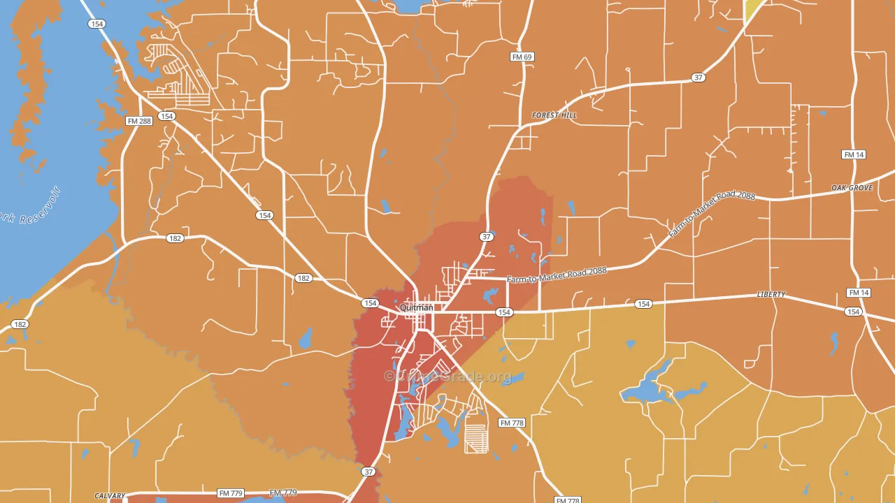 Quitman, TX Map of Drug-Related Crime Rates