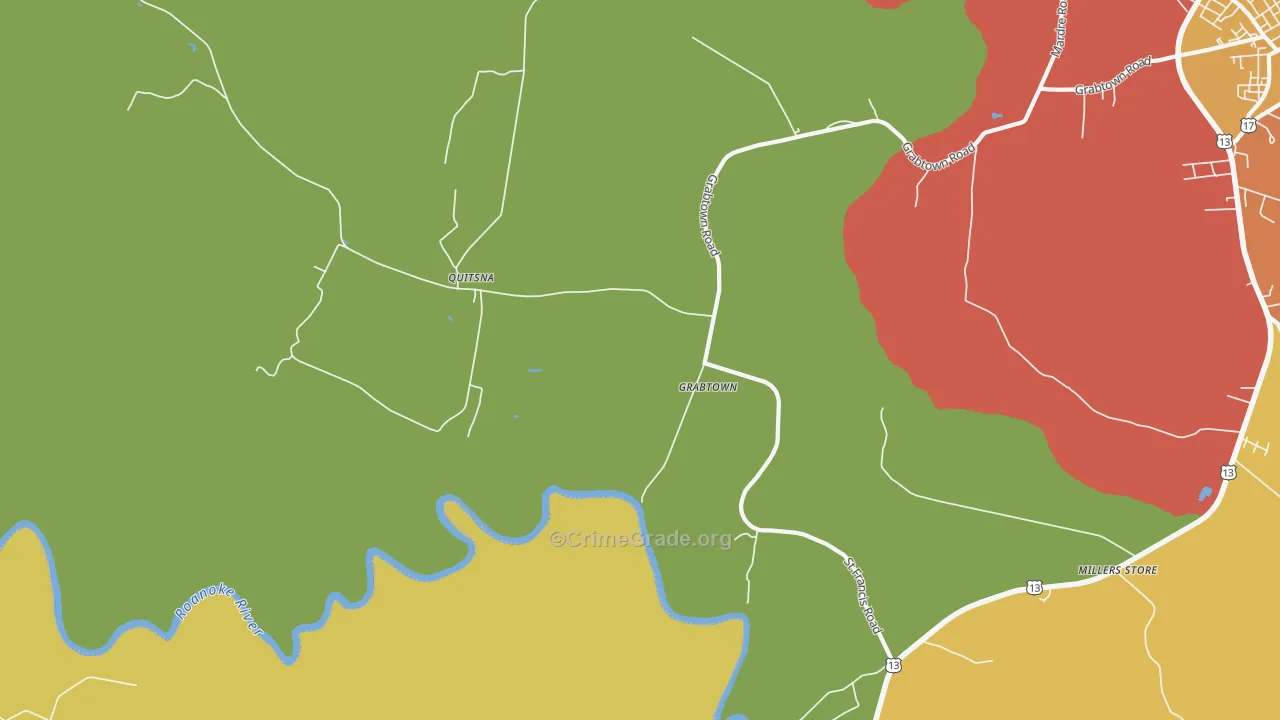 Quitsna, NC Map of Drug-Related Crime Rates