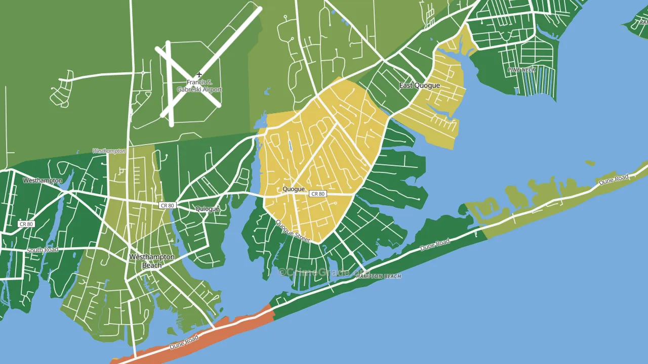 Quogue, NY Map of Drug-Related Crime Rates