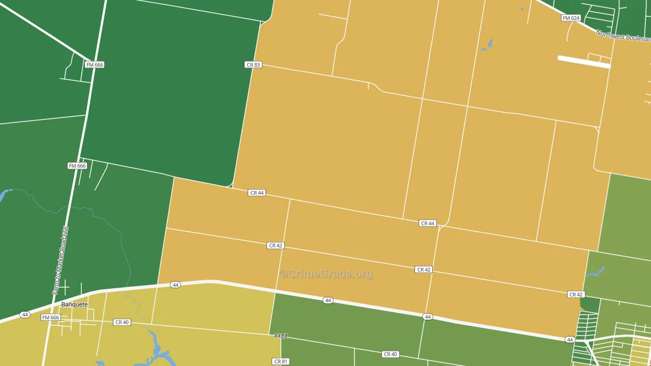 Rabb, TX Map of Drug-Related Crime Rates