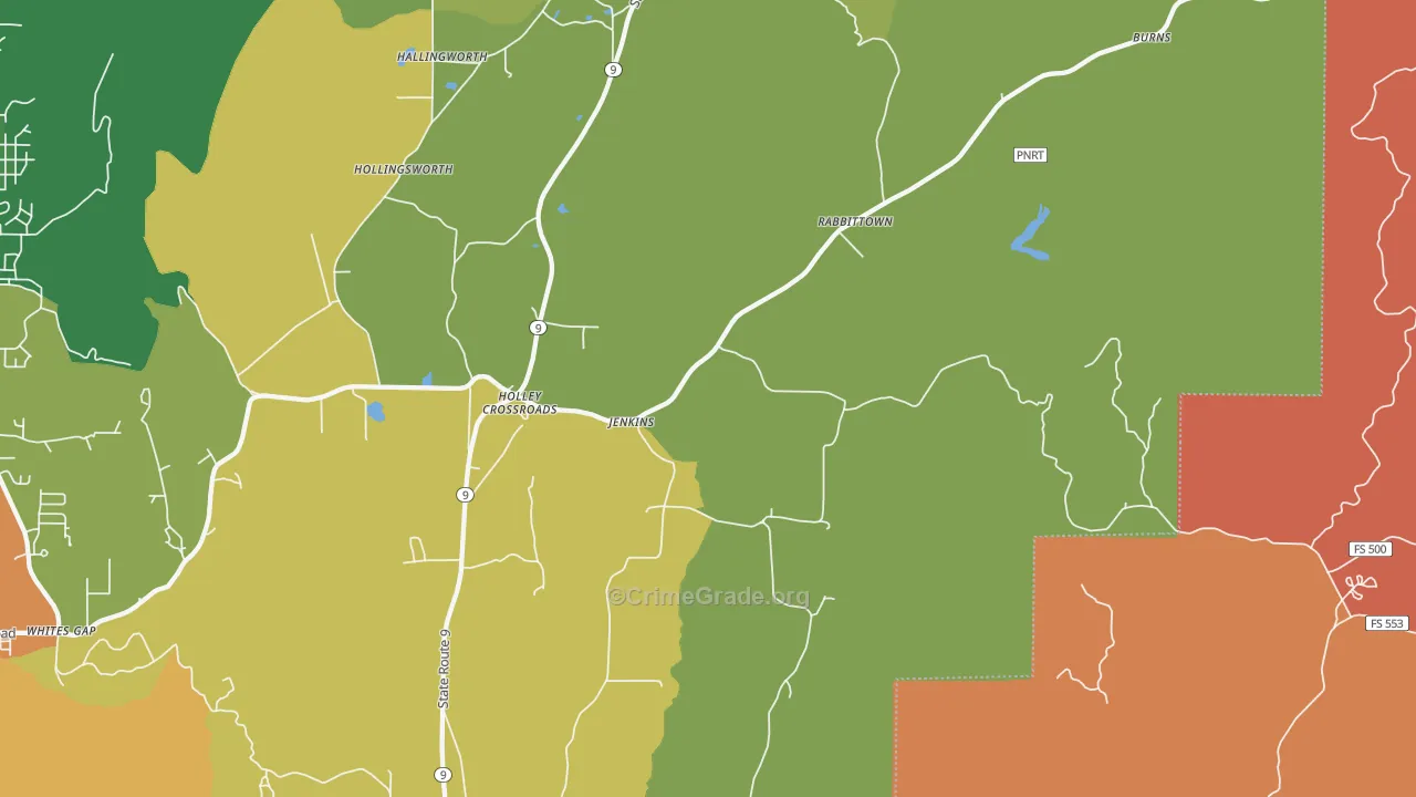 Rabbittown, AL Map of Drug-Related Crime Rates