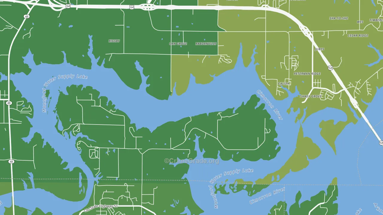 Rabornville, OK Map of Drug-Related Crime Rates
