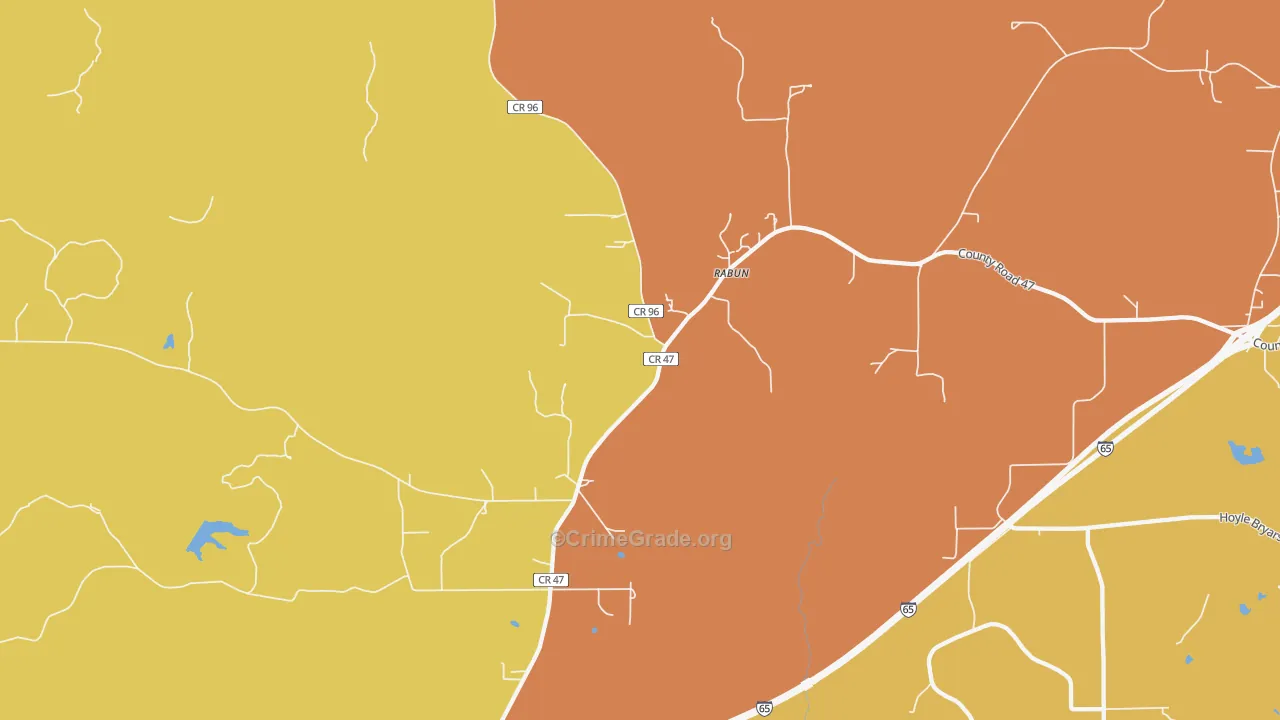 Rabun, AL Map of Drug-Related Crime Rates