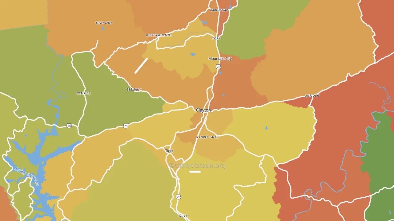 Rabun County, GA Map of Drug-Related Crime Rates