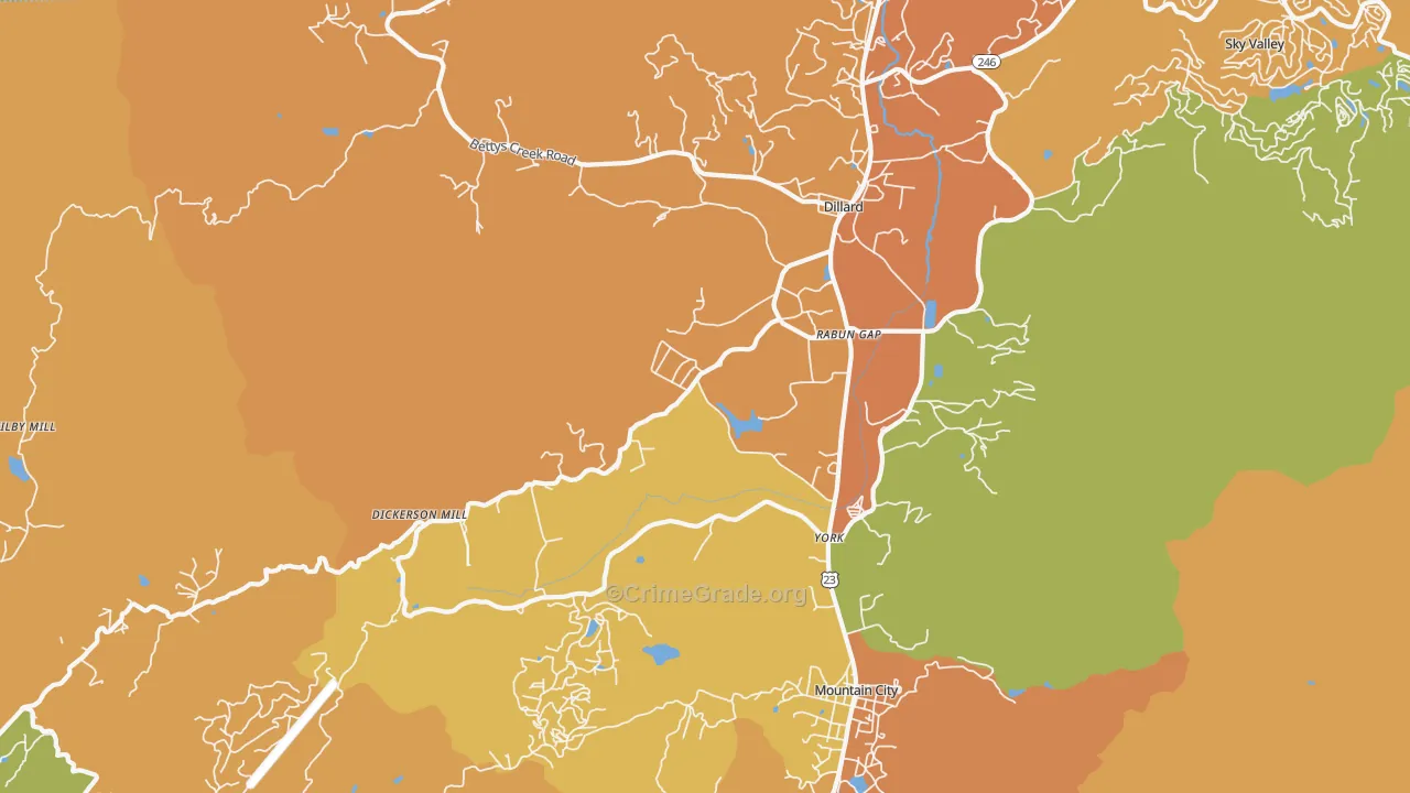 Rabun Gap, GA Map of Drug-Related Crime Rates