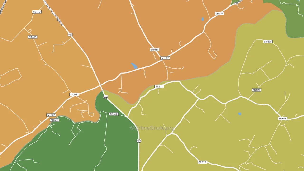 Raccoon Ford, VA Map of Drug-Related Crime Rates