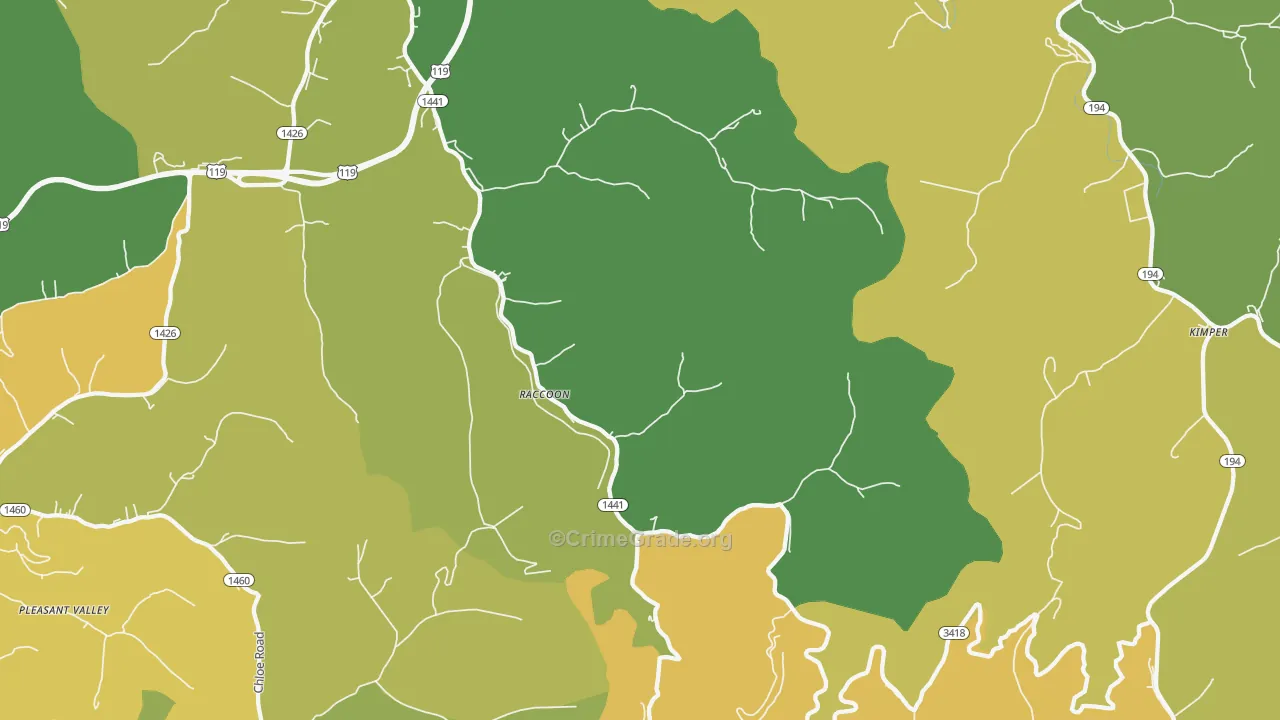 Raccoon, KY Map of Drug-Related Crime Rates