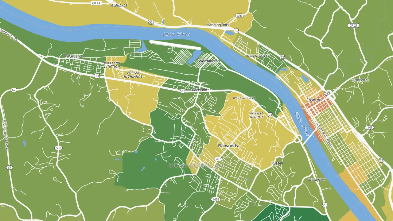 Raceland, KY Map of Drug-Related Crime Rates