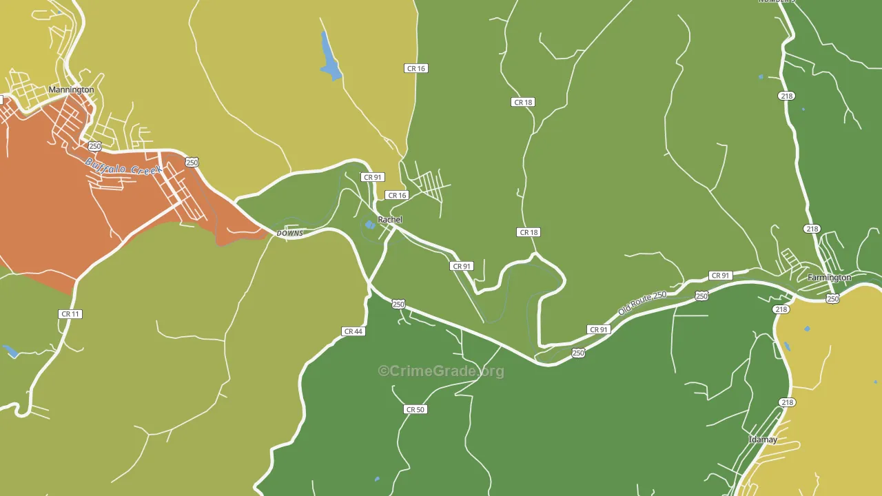 Rachel, WV Map of Drug-Related Crime Rates