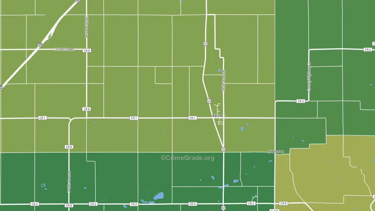 Racine, MN Map of Drug-Related Crime Rates
