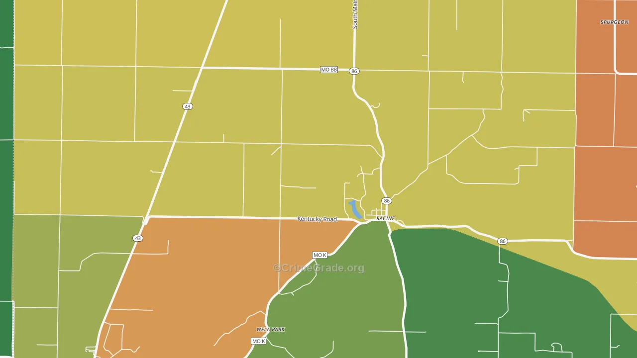 Racine, MO Map of Drug-Related Crime Rates