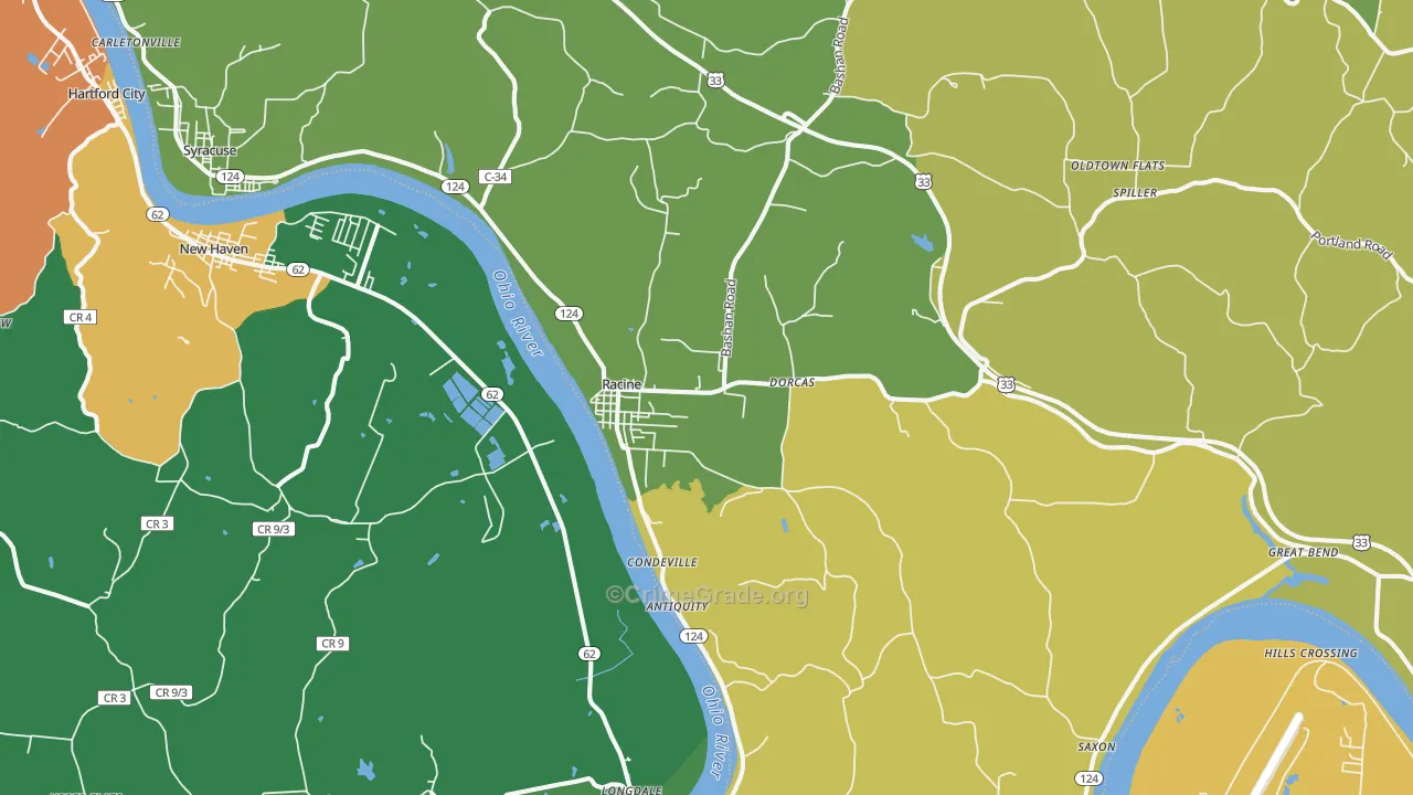 Racine, OH Map of Drug-Related Crime Rates