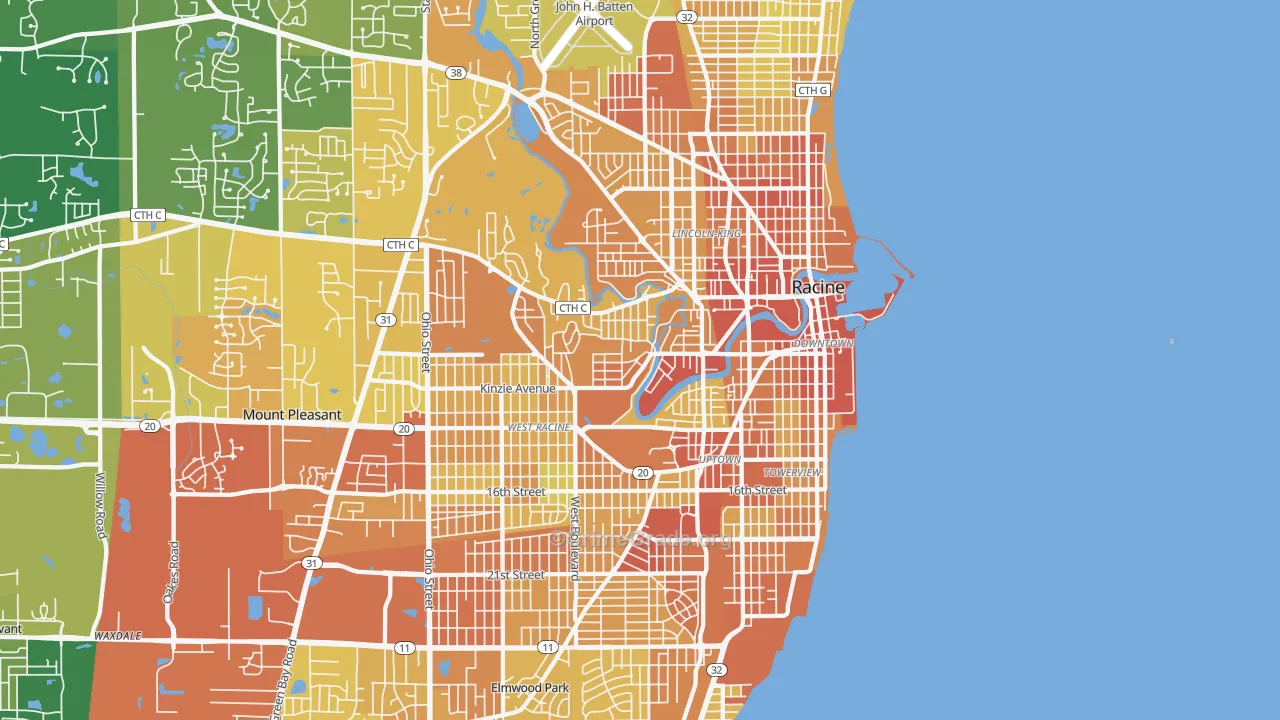 Racine, WI Map of Drug-Related Crime Rates