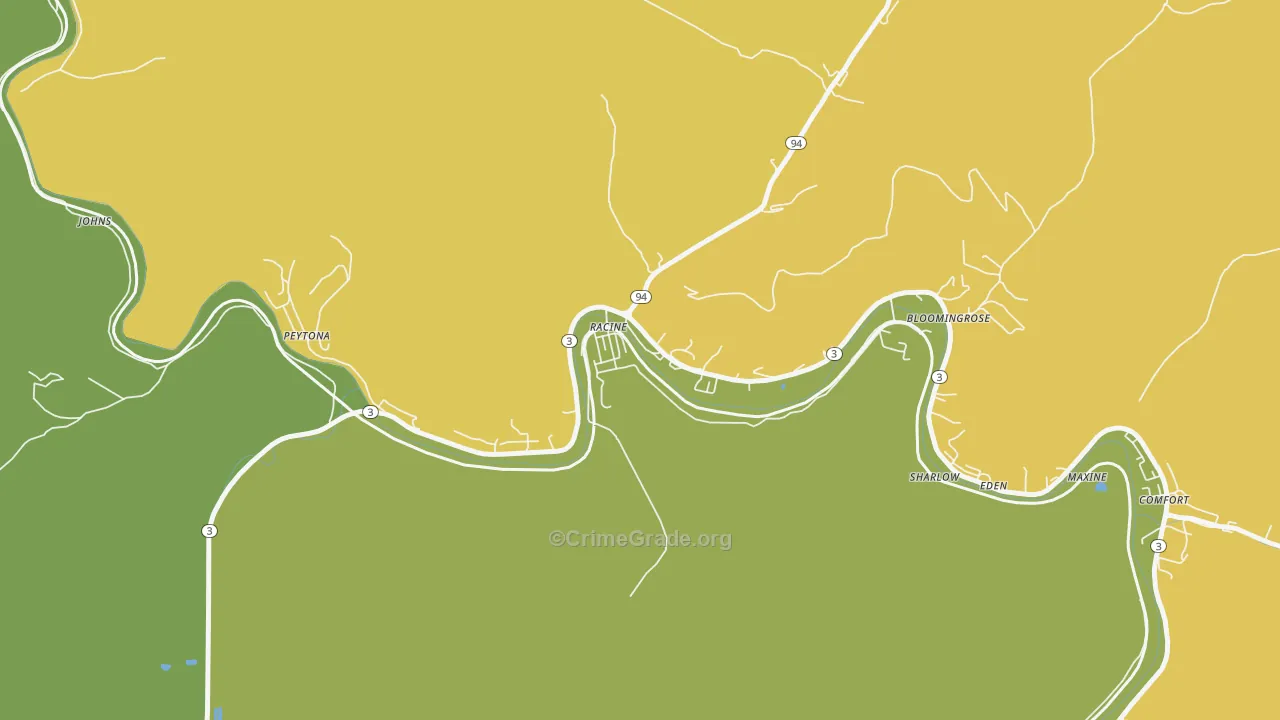 Racine, WV Map of Drug-Related Crime Rates