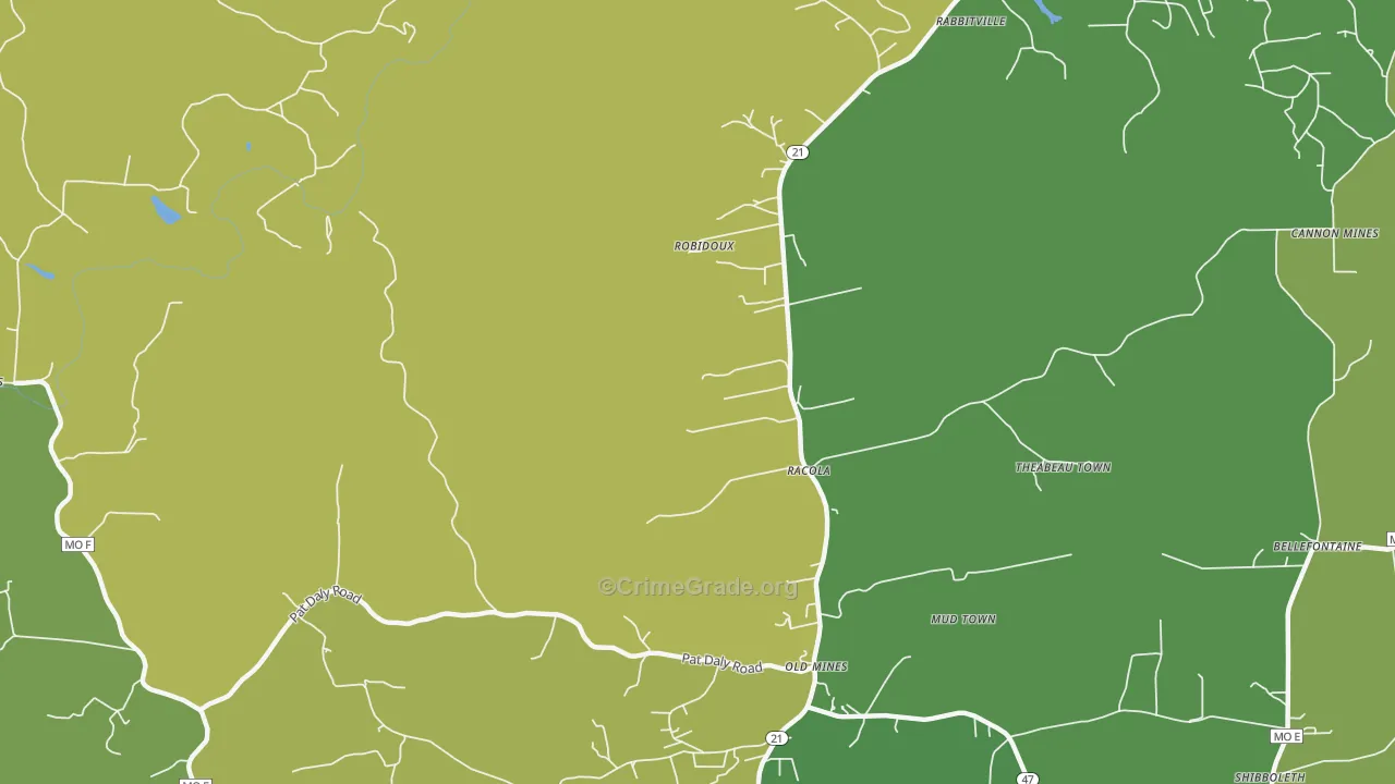 Racola, MO Map of Drug-Related Crime Rates