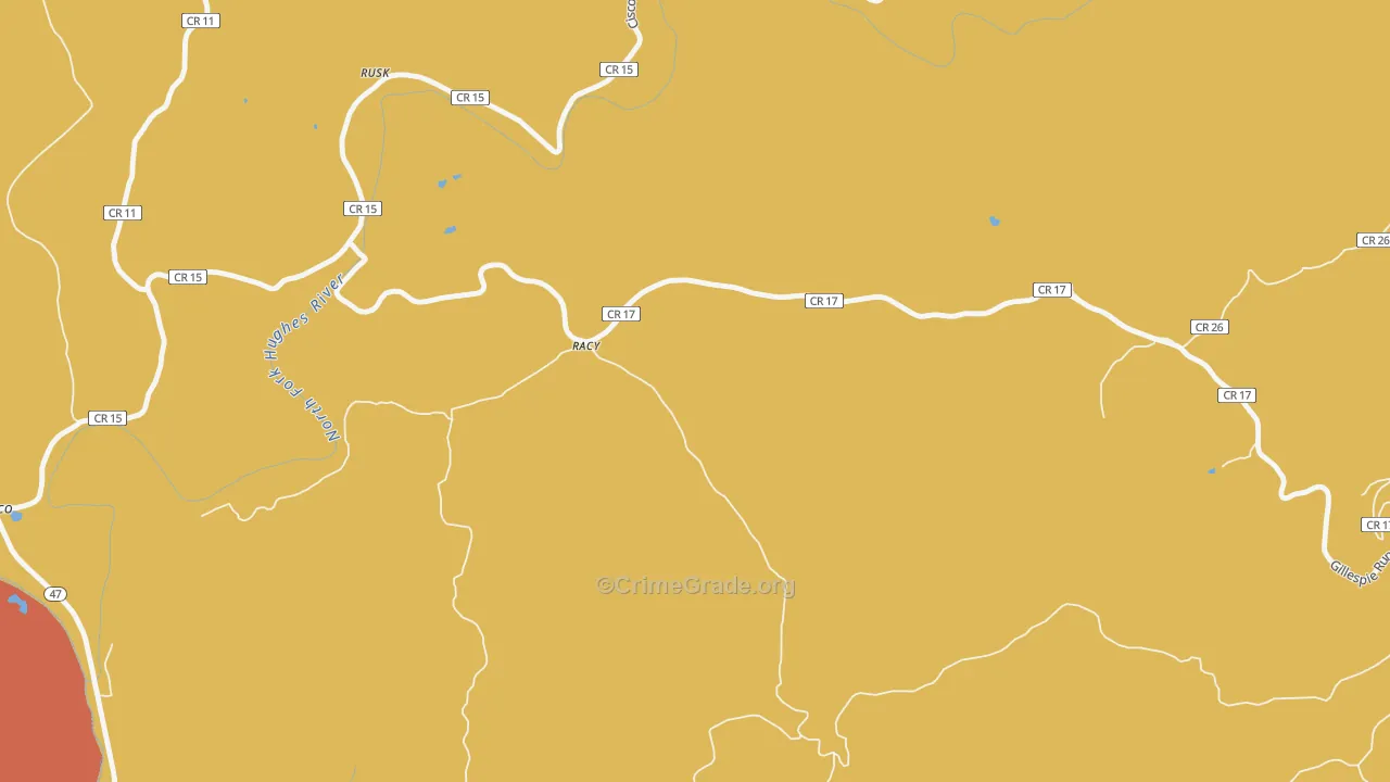 Racy, WV Map of Drug-Related Crime Rates