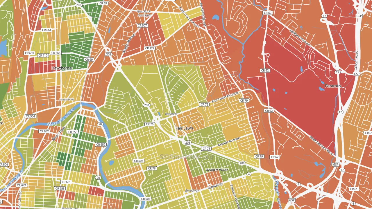 Radburn, Fair Lawn, NJ Map of Drug-Related Crime Rates