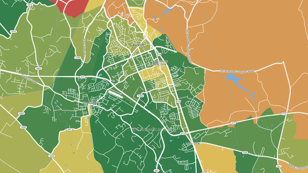 Radcliff, KY Map of Drug-Related Crime Rates