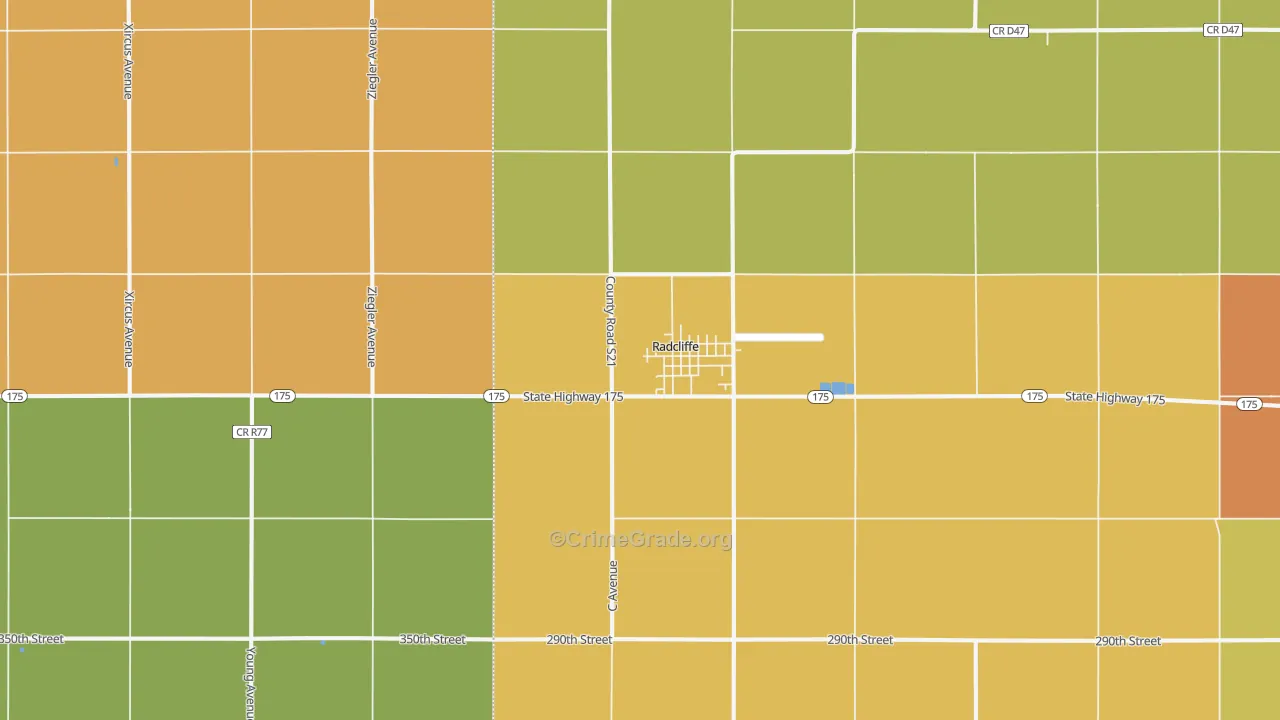 Radcliffe, IA Map of Drug-Related Crime Rates