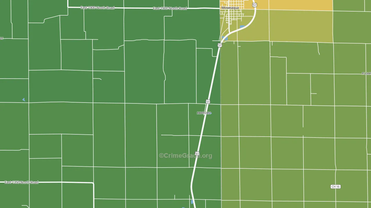 Radford, IL Map of Drug-Related Crime Rates