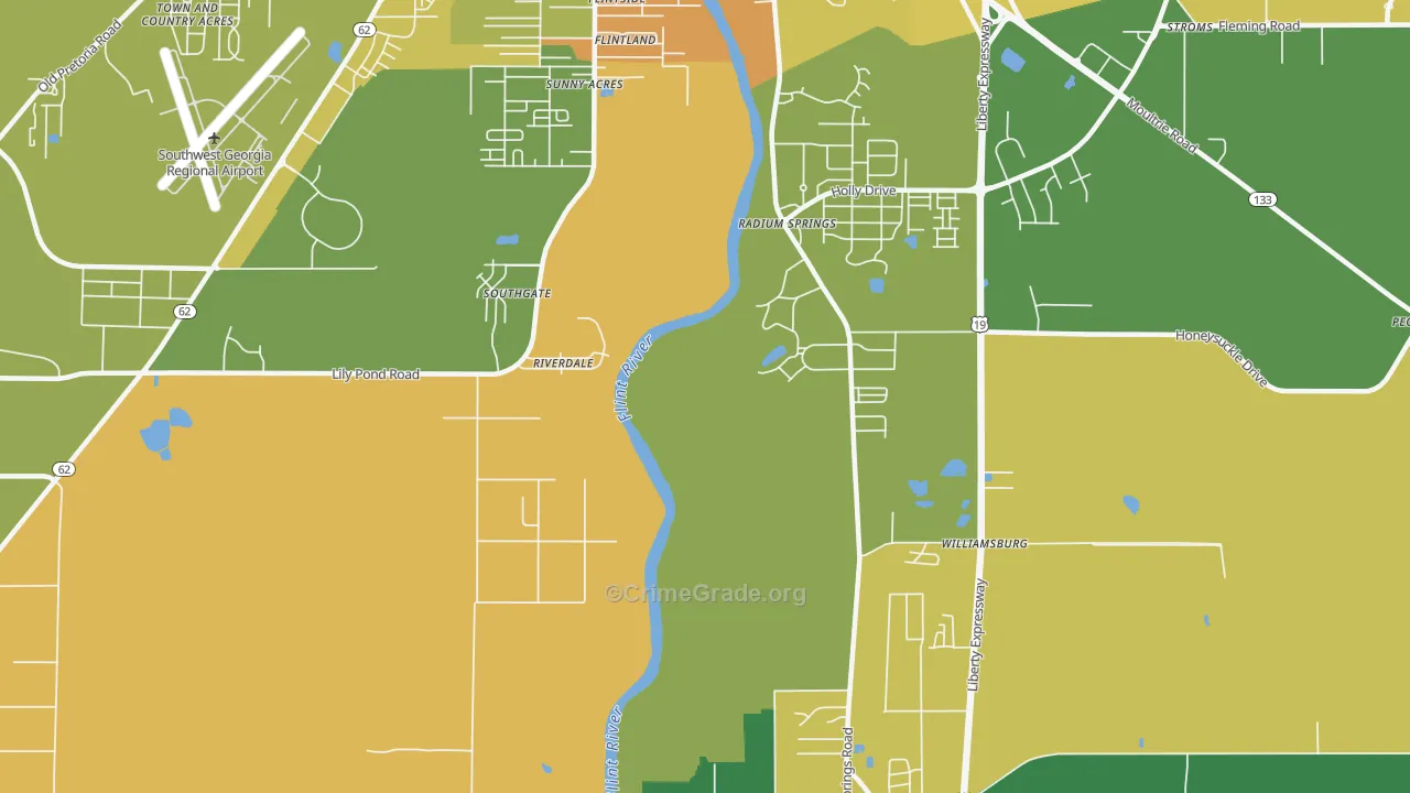 Radium Springs, GA Map of Drug-Related Crime Rates