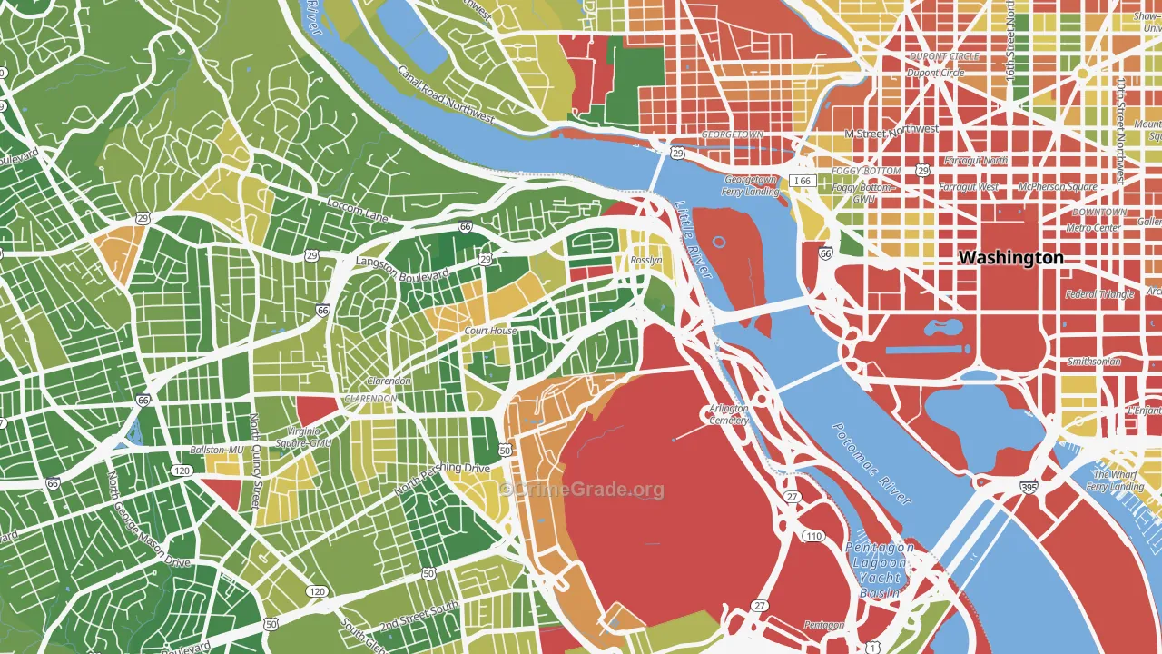 Radnor-Ft Myer Heights, Arlington, VA Map of Drug-Related Crime Rates