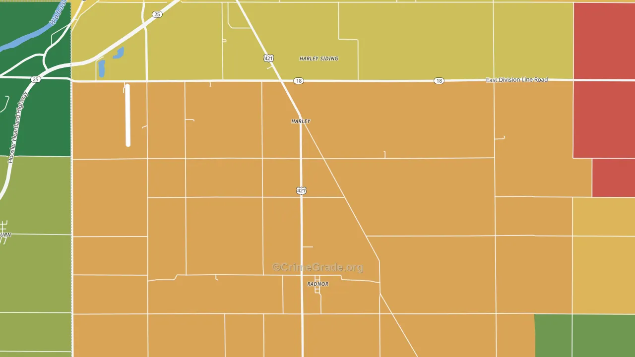 Radnor, IN Map of Drug-Related Crime Rates