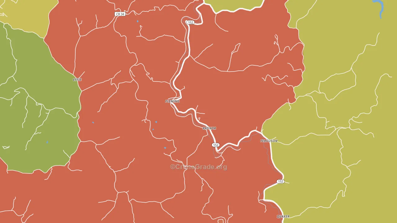Radnor, WV Map of Drug-Related Crime Rates