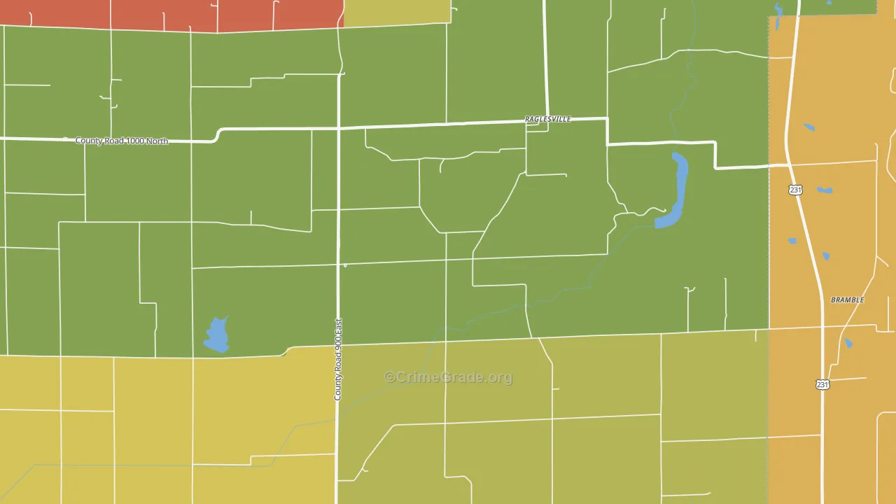 Raglesville, IN Map of Drug-Related Crime Rates