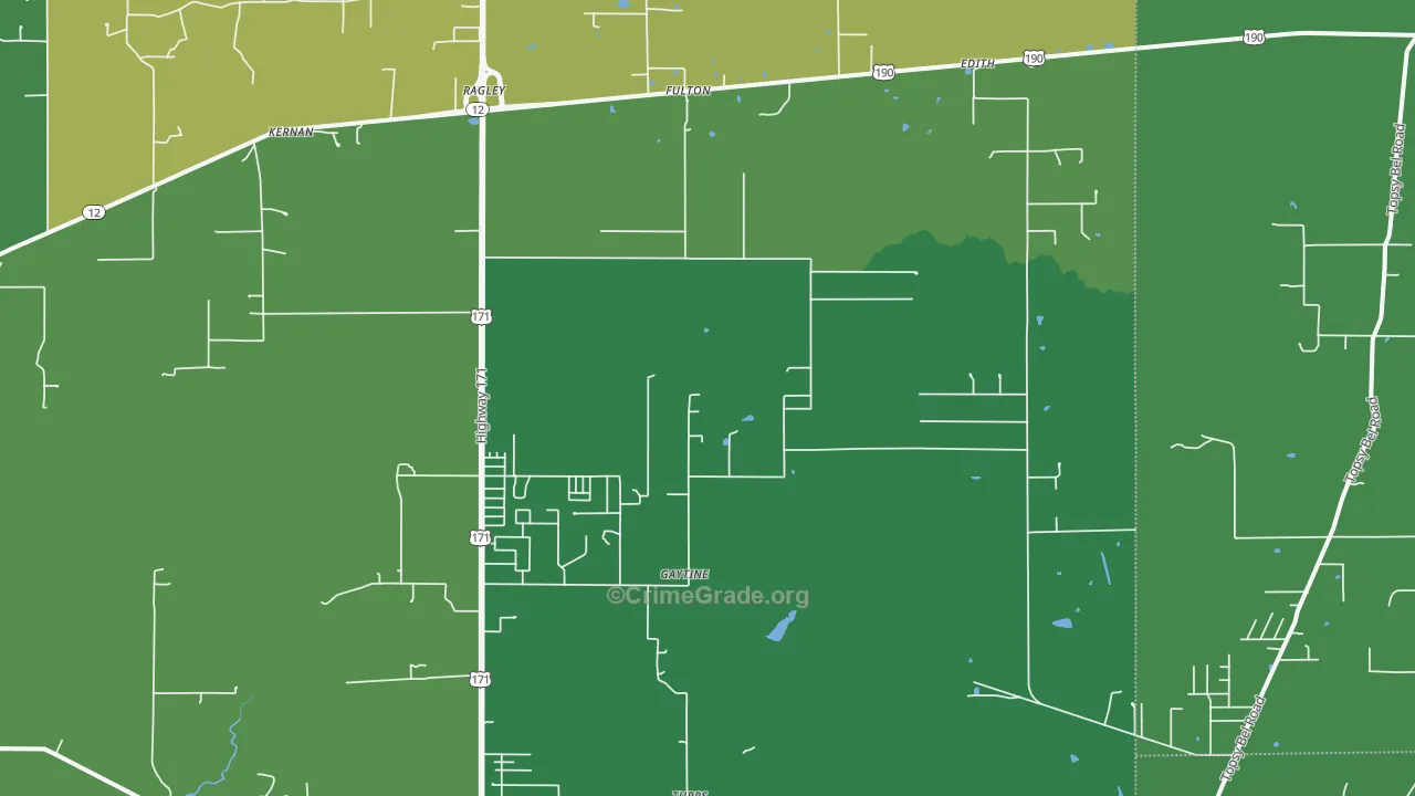 Ragley, LA Map of Drug-Related Crime Rates