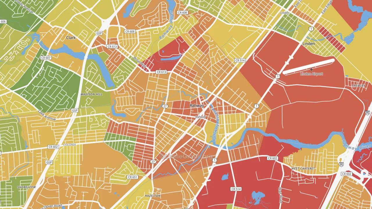 Rahway, NJ Map of Drug-Related Crime Rates