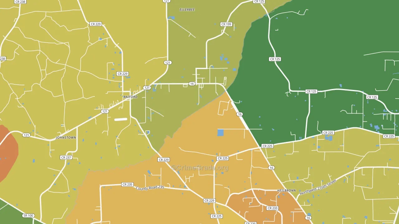 Raiford, FL Map of Drug-Related Crime Rates