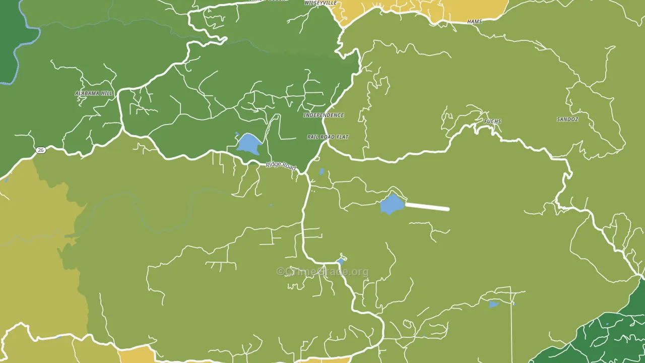 Rail Road Flat, CA Map of Drug-Related Crime Rates