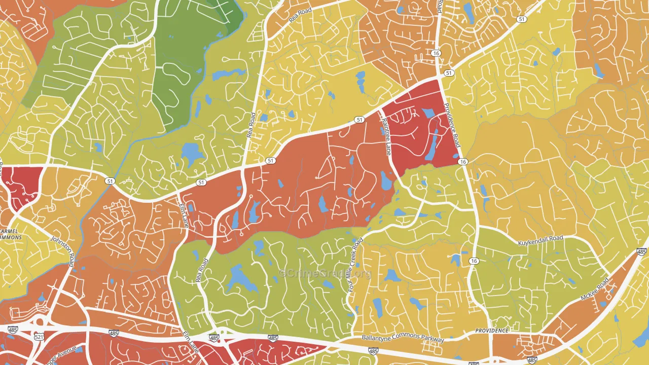 Rain Tree, Charlotte, NC Map of Drug-Related Crime Rates