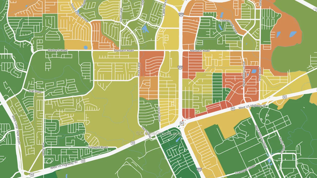 Rainbow Hills, San Antonio, TX Map of Drug-Related Crime Rates