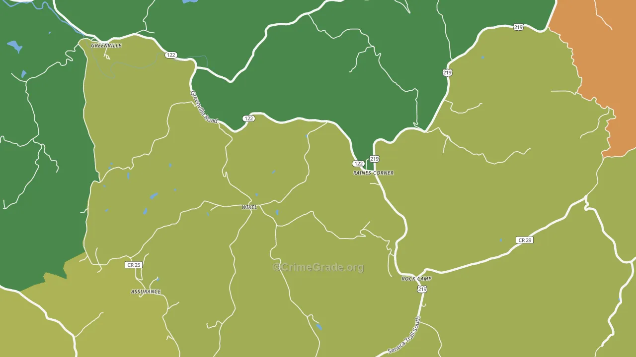 Raines Corner, WV Map of Drug-Related Crime Rates