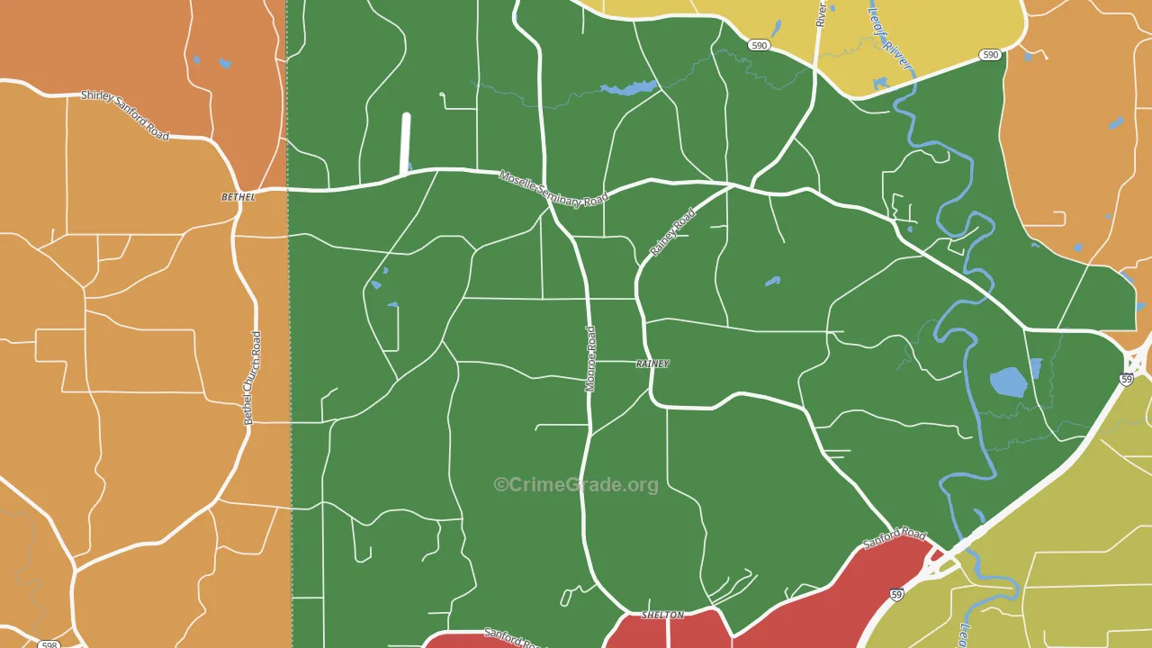 Rainey, MS Map of Drug-Related Crime Rates