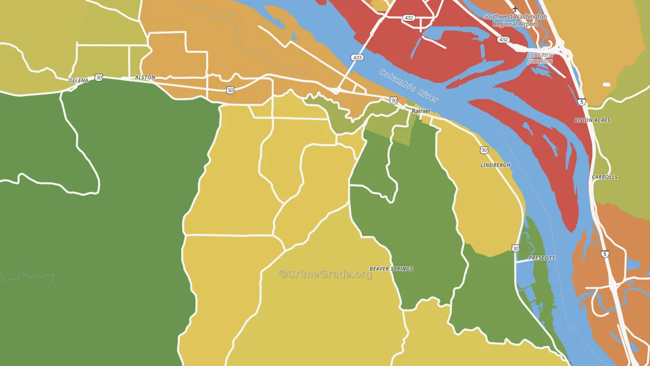 Rainier, OR Map of Drug-Related Crime Rates