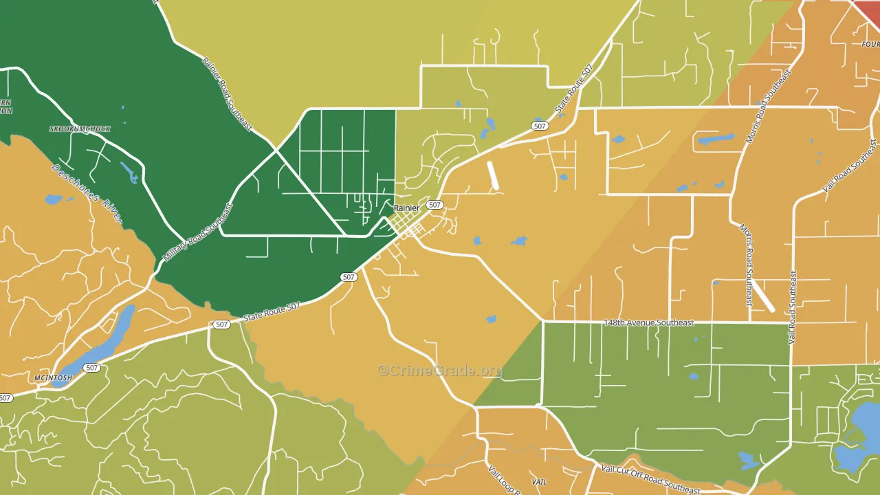 Rainier, WA Map of Drug-Related Crime Rates