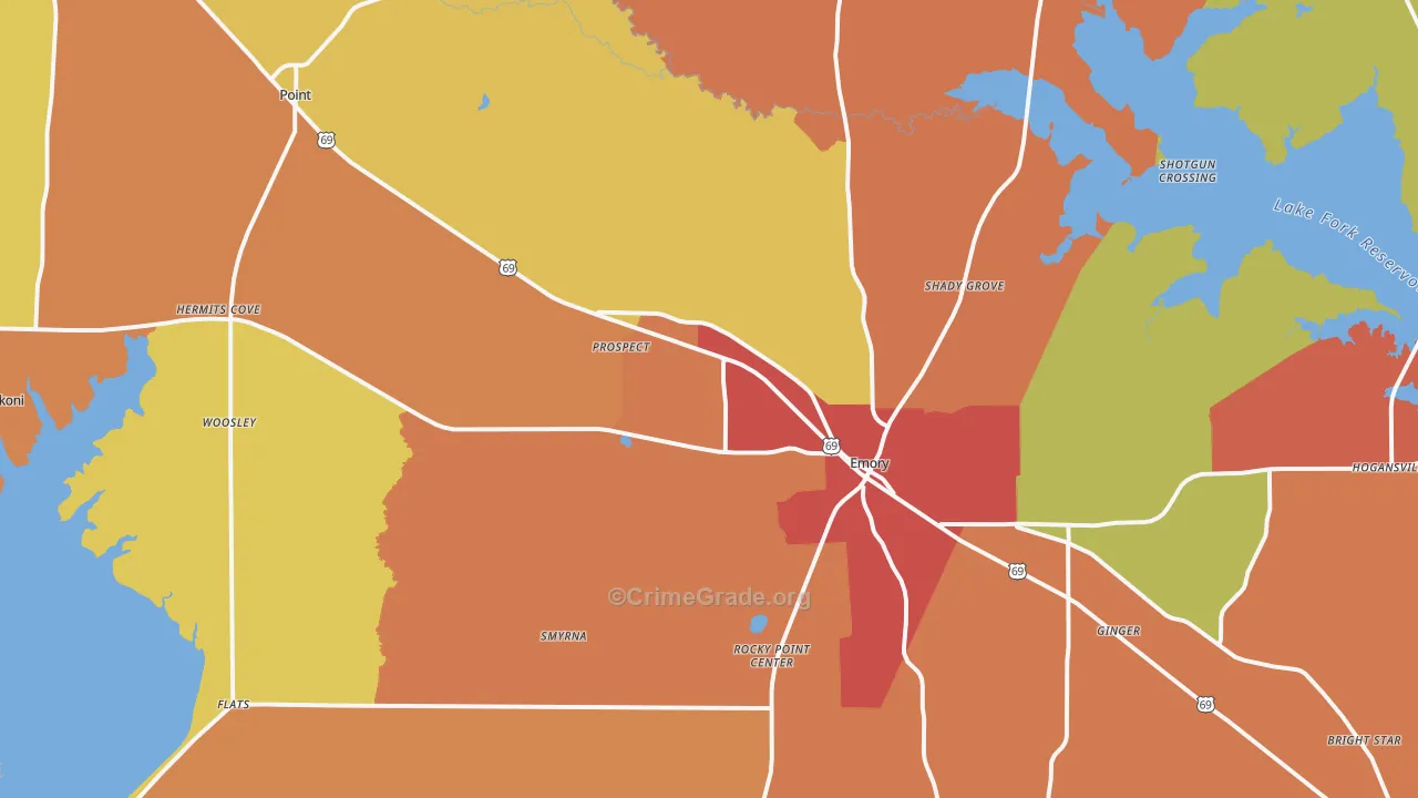 Rains County, TX Map of Drug-Related Crime Rates