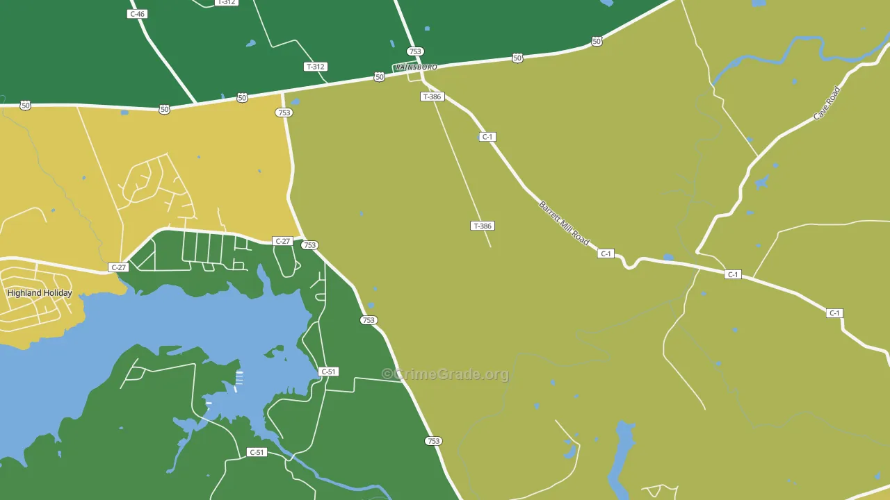 Rainsboro, OH Map of Drug-Related Crime Rates