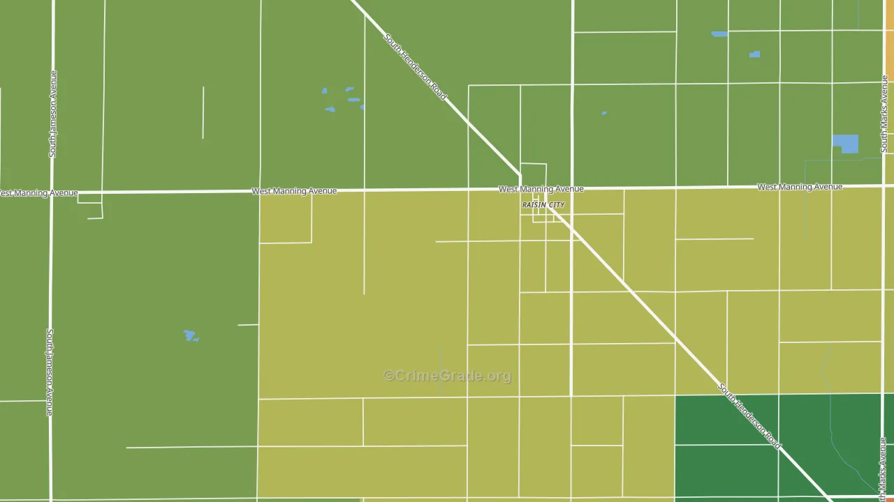 Raisin, CA Map of Drug-Related Crime Rates