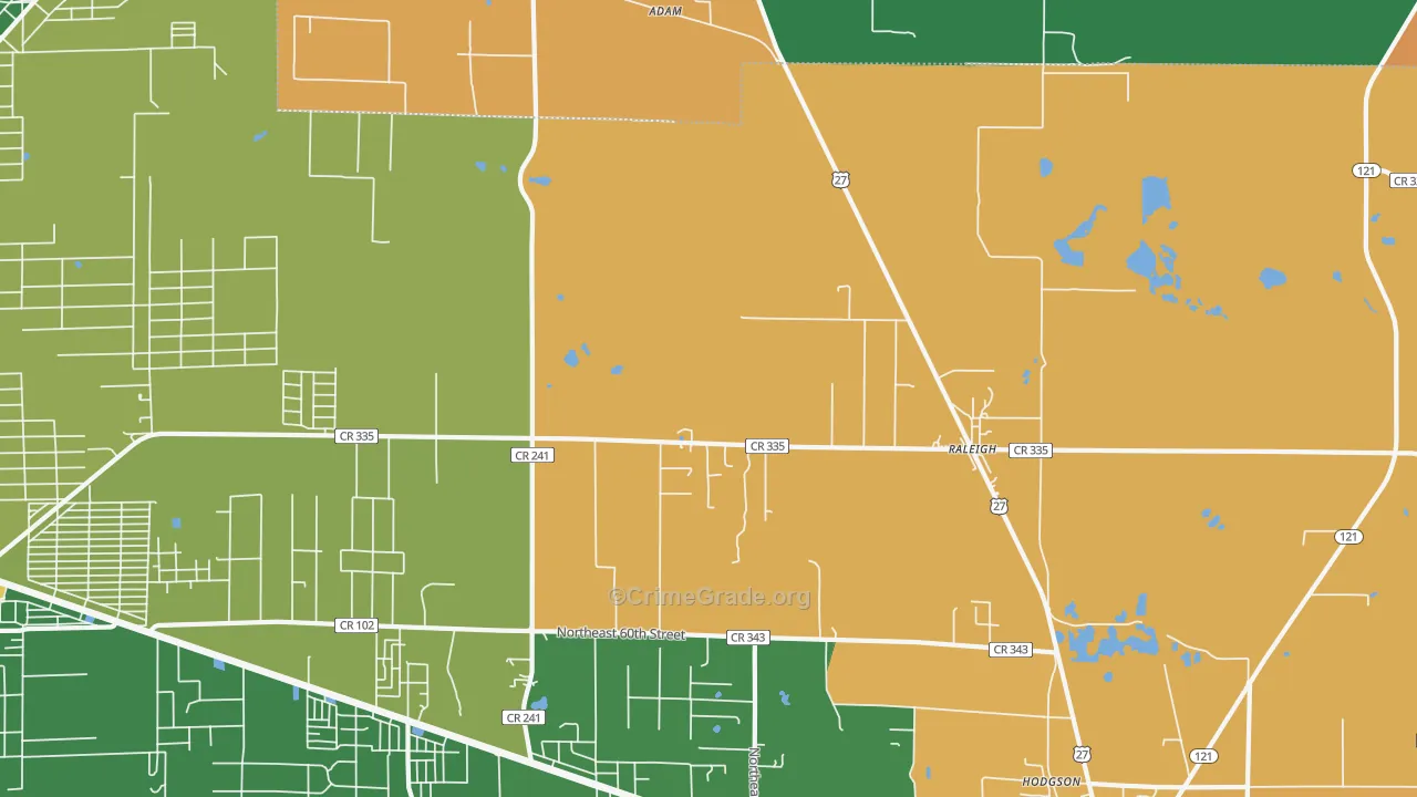 Raleigh, FL Map of Drug-Related Crime Rates