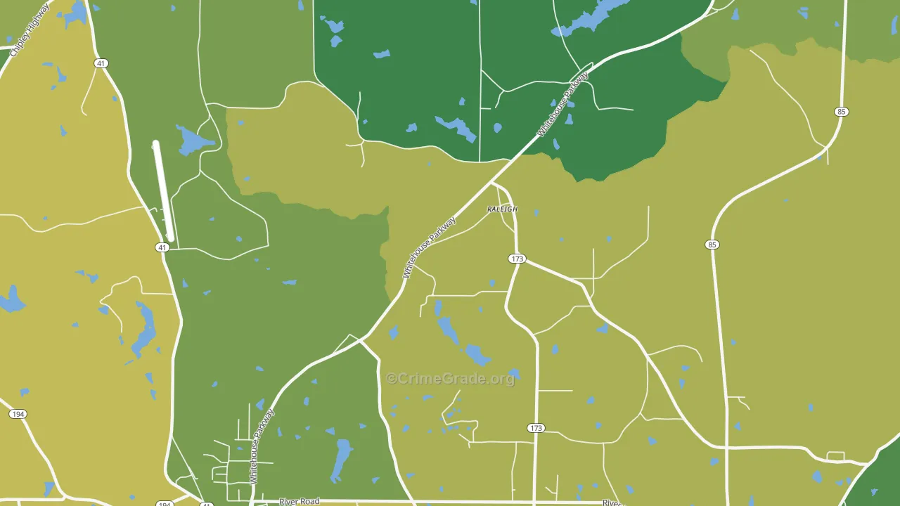 Raleigh, GA Map of Drug-Related Crime Rates