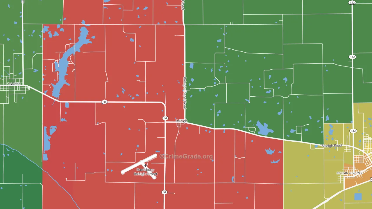 Raleigh, IL Map of Drug-Related Crime Rates